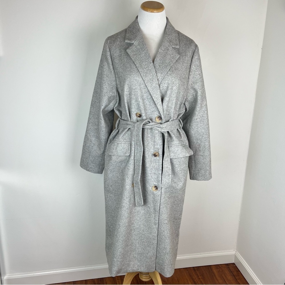 Oak + Fort Wool Trench Coat Gray Size M
